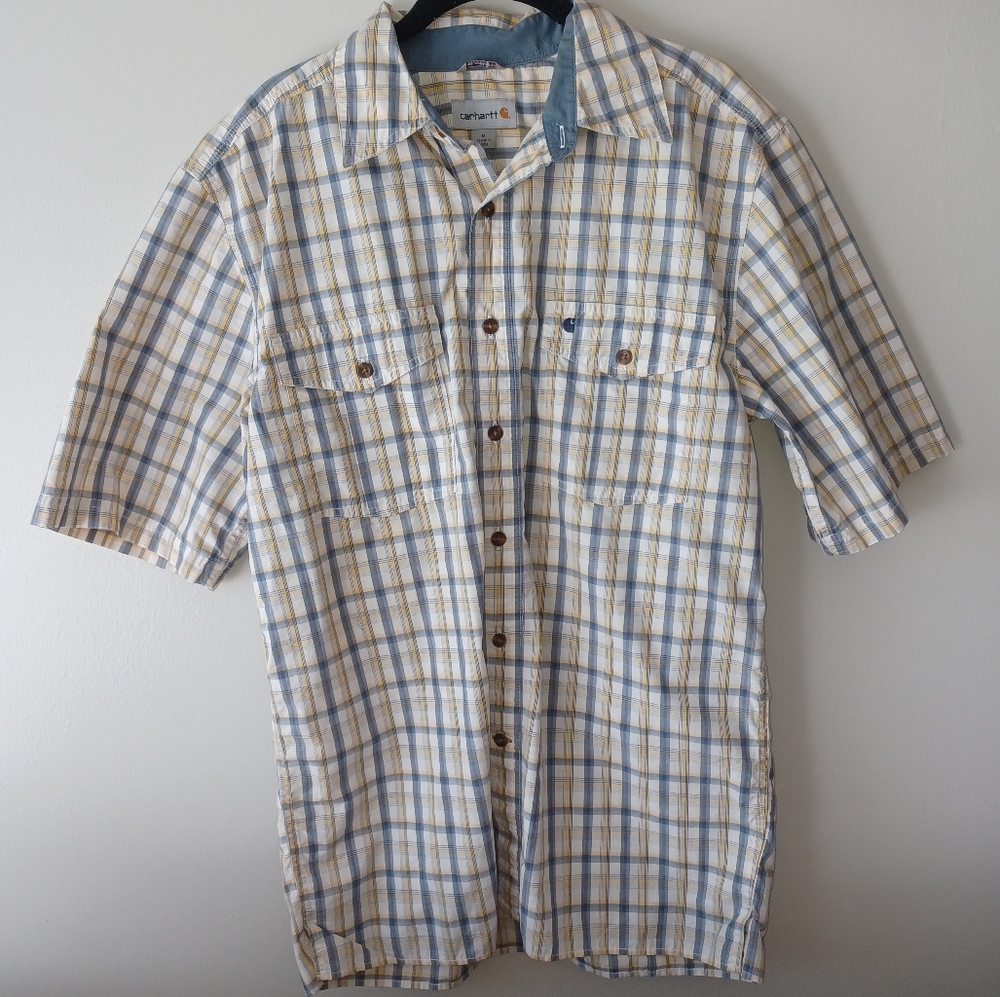 Carhartt Short Sleeve Button Up Shirt Plaid Men's size medium spring summer